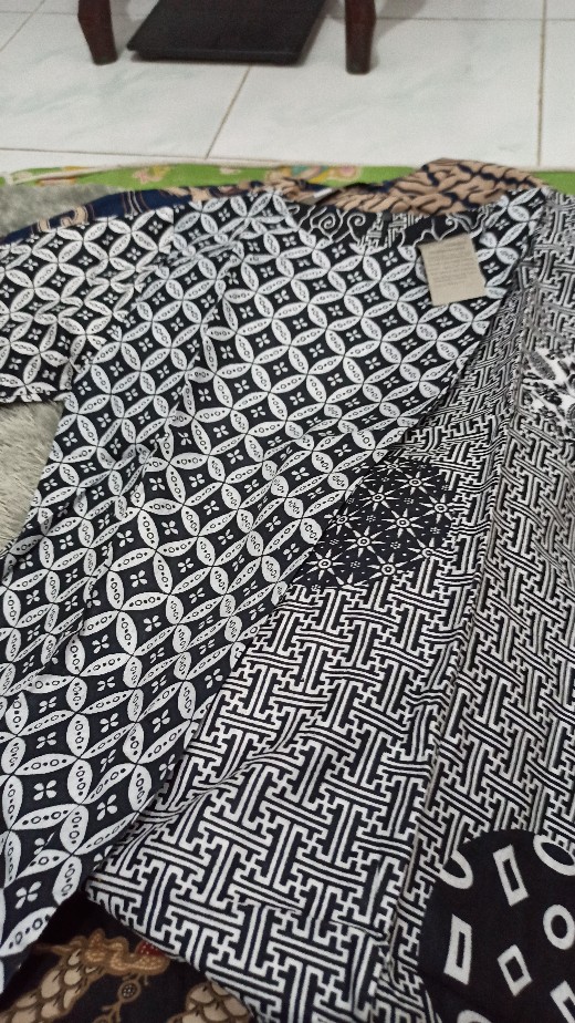 Couple Batik Dres Wanita Kemeja Pria Warna Navi S-m-l-xl-xxl-3l-4l-5l Batik Dua Putri Collection