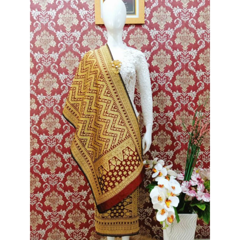 lepus berlian ORI benang sutra warna maroon kristal gold