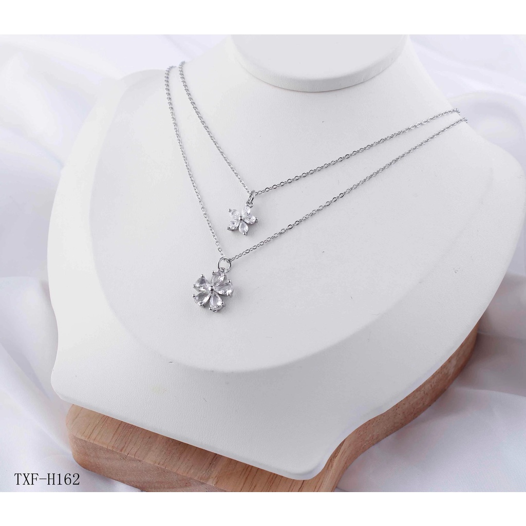 Kalung Titanium Rantai 2Susun Permata Perhiasan 162,160