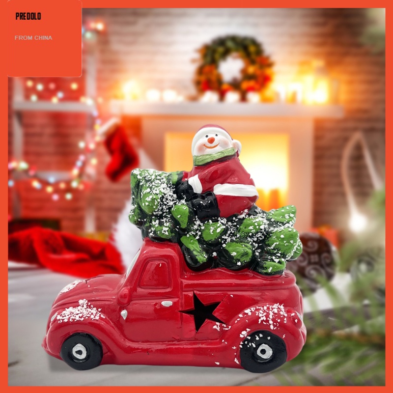 [In Stock] Xmas Christmas Truck Toy Ornaments with Light Decoration Ceramics Ornaments with Battery Festival