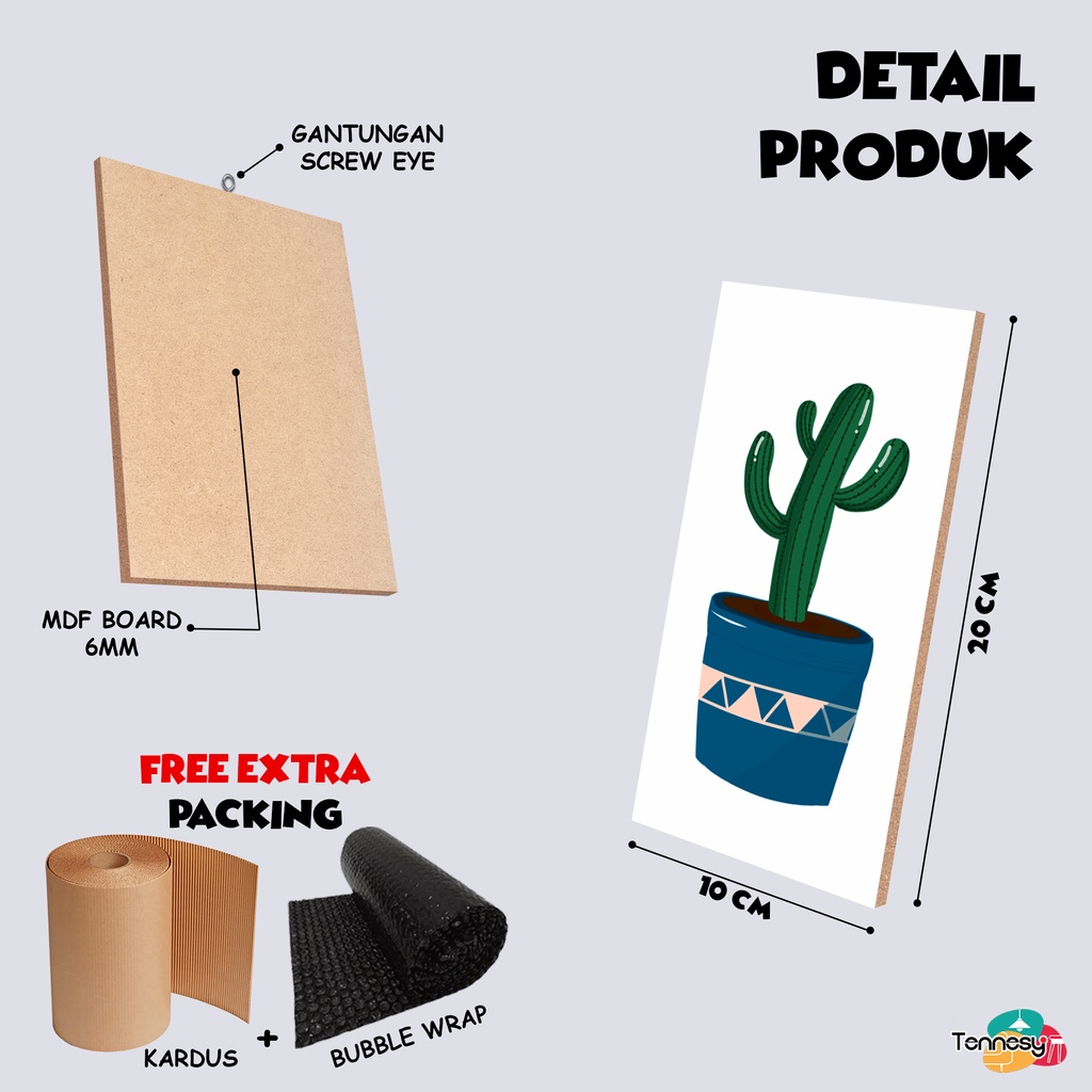 HIASAN DINDING KAKTUS WALL DECOR 10x20CM TANAMAN KAKTUS PAJANGAN KAYU DEKORASI DINDING RUMAH KAMAR TIDUR