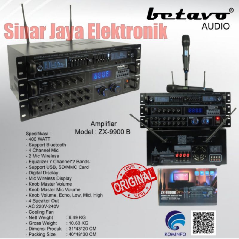 Amplifier Betavo ZX 9900B Free Dual Microphone wireless UHF