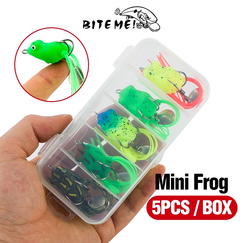 5pcs Umpan Pancing Soft Bait Bentuk Katak Mata 3D Bahan Plastik Ukuran 3cm / 4.2g