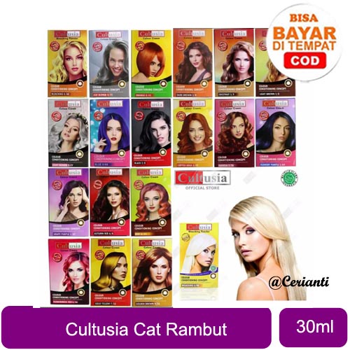 [BPOM] CULTUSIA CAT RAMBUT HAIR COLOR COLOUR CREAM 30ML + SARUNG TANGAN + CONDITIONER