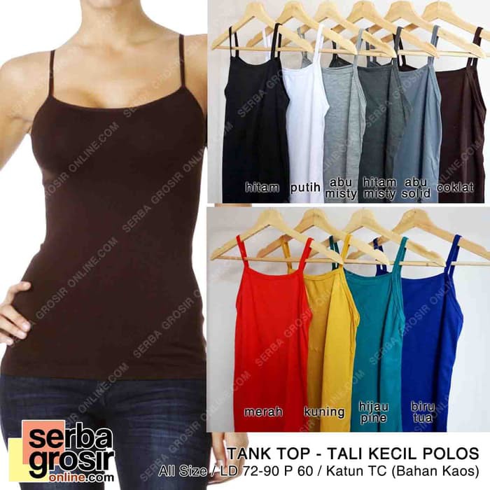 keren TANK TOP POLOS - Basic Tanktop Wanita Tali Kecil All Size - Kaos Dalam