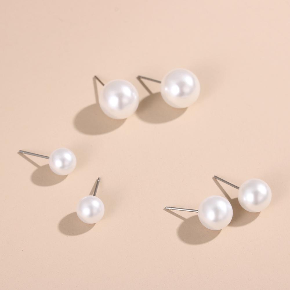 Lily 5pasang/10pasang/12pasang Anting Mutiara 4mm 5mm 6mm 8mm 10mm 12mm Perhiasan Fashion Bentuk Bulat