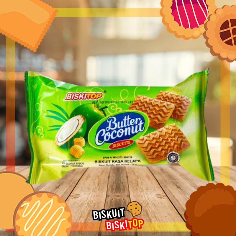 

B. BISKITOP - BUTTER COCONUT 60g Rasa Kelapa Lezat Terbaru Biskuit Cemilan Dewasa Anak Enak Renyah