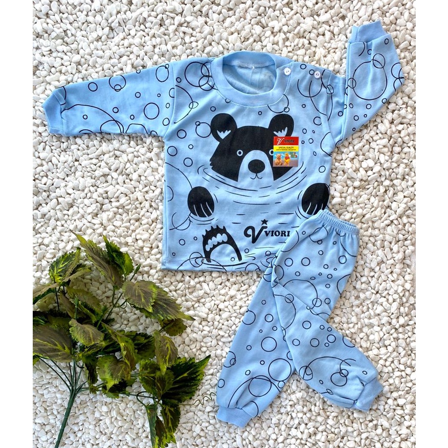 stelan baju bayi laki laki perempuan murah lucu motif swimming bear PANJANG 3-18 bulan (ONE SIZE)