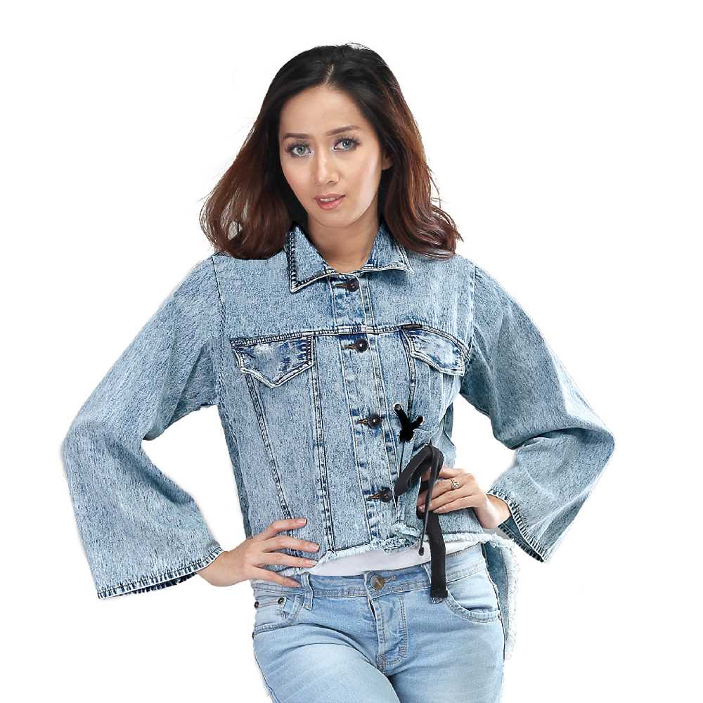 JAKET DENIM CROP TOP WANITA KEKINIAN BIRU ORIGINAL JACKET CEWEK 534