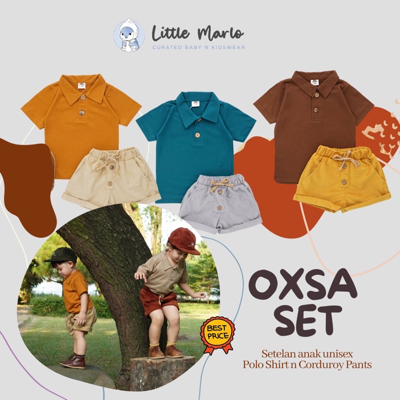 LITTLE MARLO | OXSA SET SETELAN ANAK POLO SHIRT CELANA CORDURAY