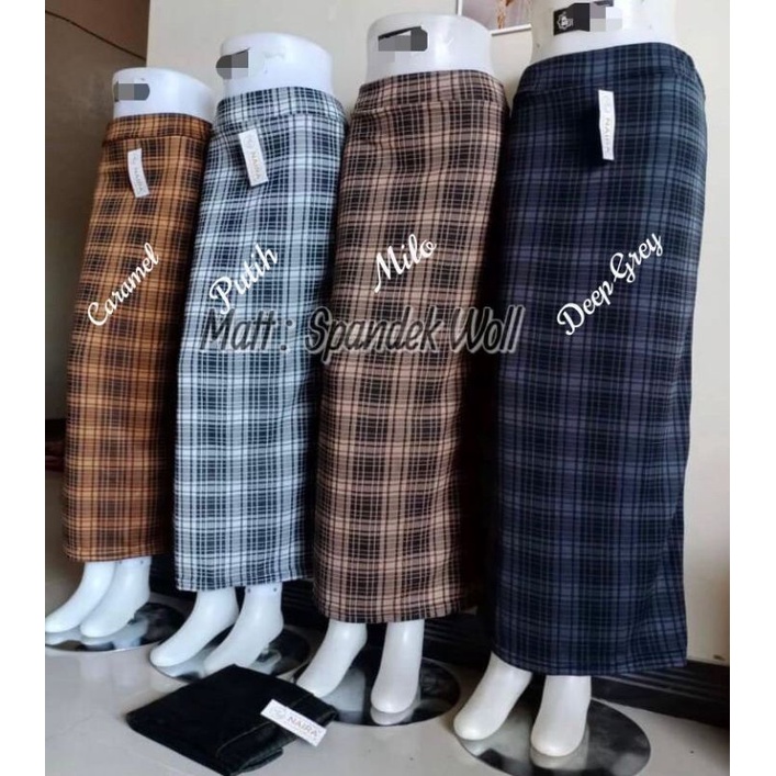 ROK KOREAN SPAN KOTAK/ROK SPAN TARTAN /ROK KOTAK PANJANG  /ROK TARTAN MURAH DAN TEBAL-1