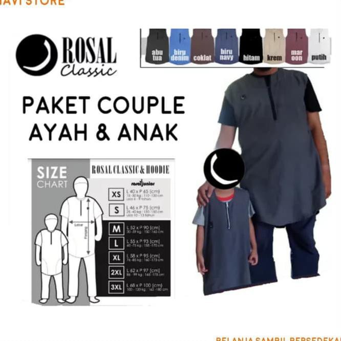 PAKET COUPLE - ROSAL CLASSIC - Ayah & Anak - Rompi Pakaian Sholat Sola /Fashion Muslim Wanita