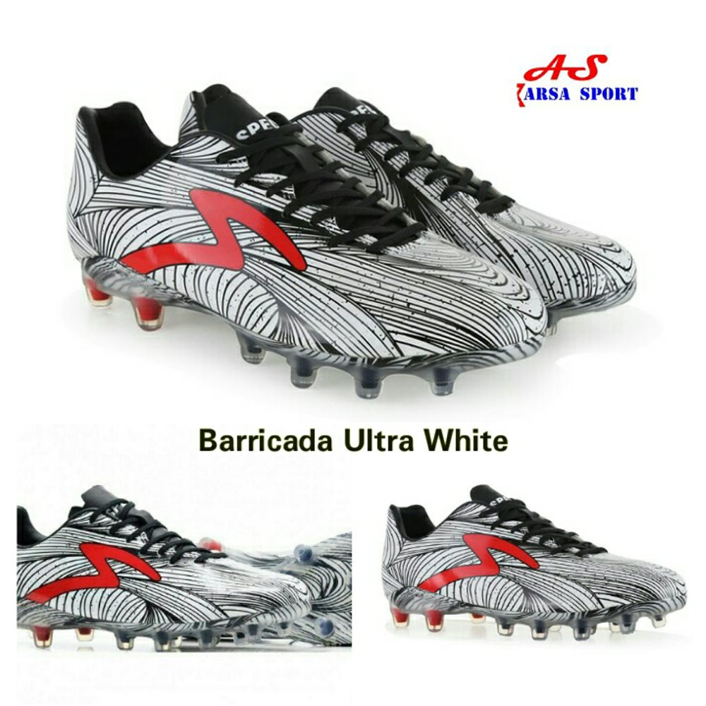 Sepatu Bola Specs Barricada Ultra White Black Sepak Bola Baricada