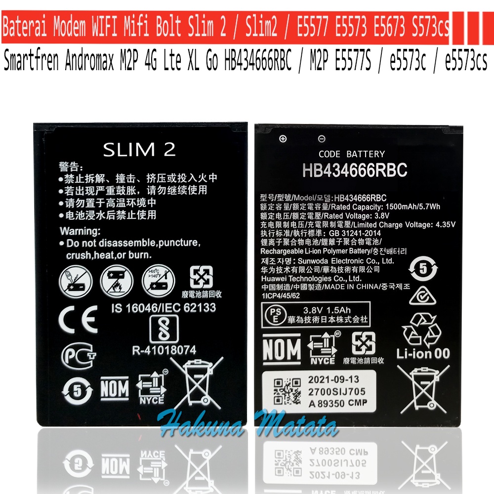 Baterai Modem WIFI Mifi Bolt Huawe Slim 2 / Slim2 / E5577 E5573 E5673 Smartfren Andromax M2P 4G Lte 