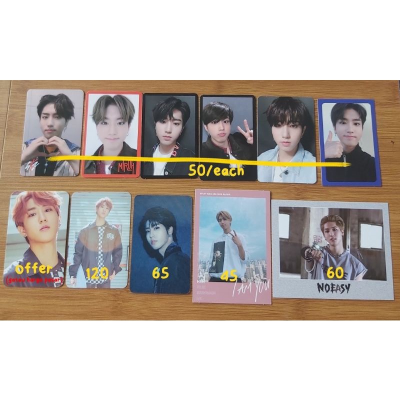STRAY KIDS HAN FELIX SEUNGMIN CHANGBIN PHOTOCARD YELLOW WOOD MIROH IMY NOEASY