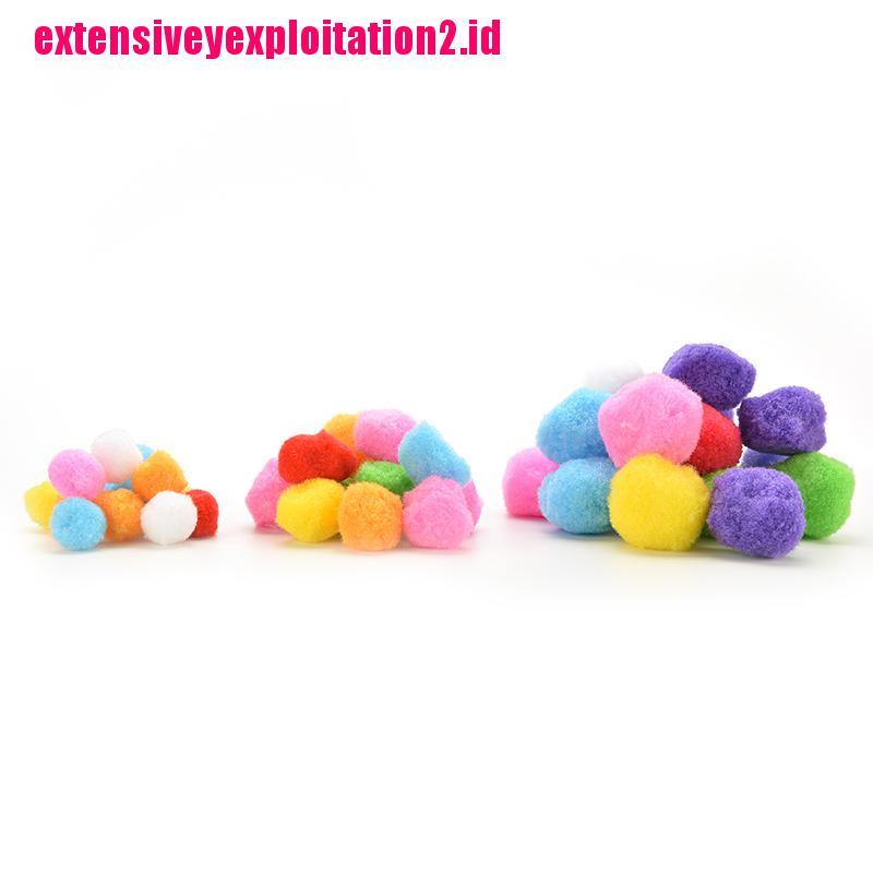 100 Pcs Pom Poms Lembut Warna Campur Ukuran 10mm 30mm 40mm Untuk Kerajinan Anak