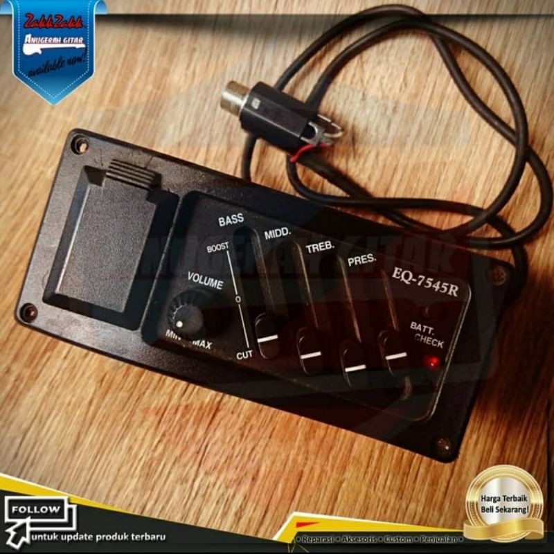 Preamp Gitar Akustik EQ Amplifier 7545+Piezo