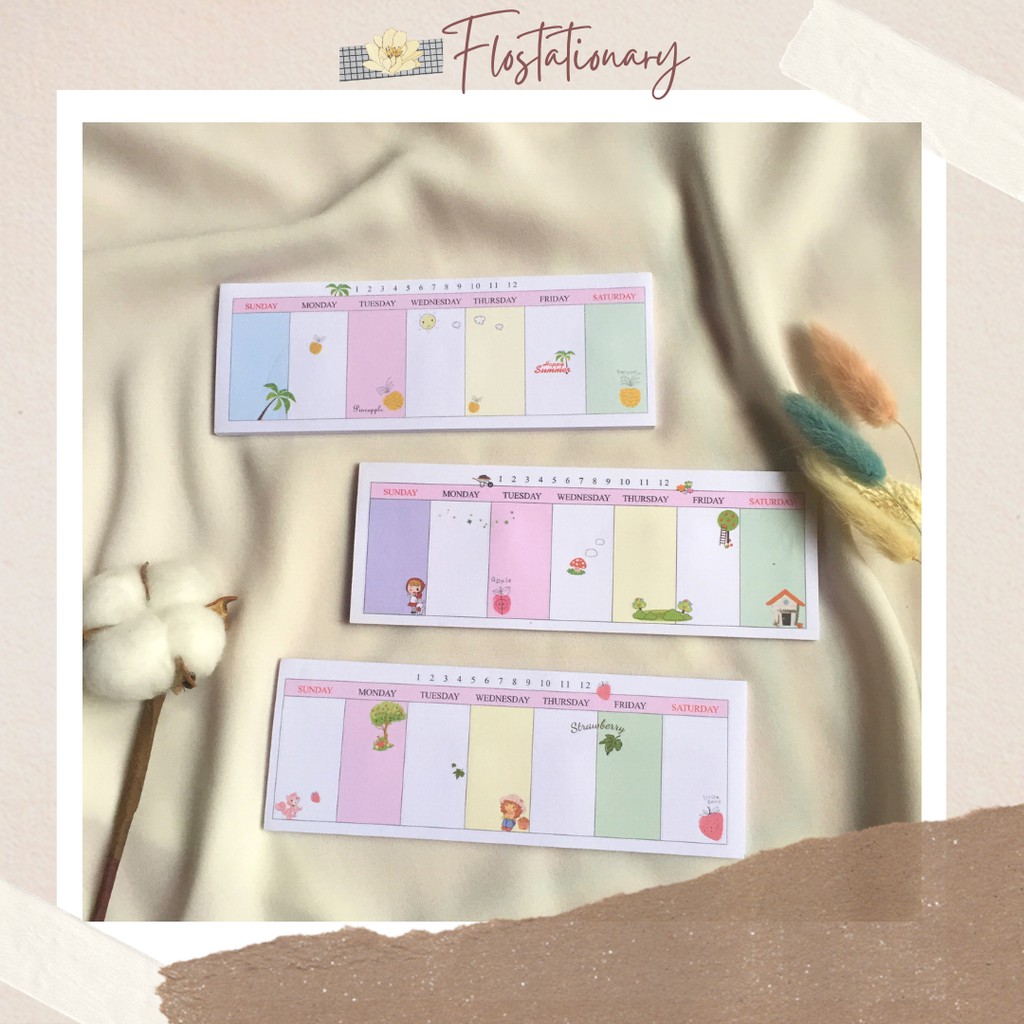 

[FS] Sticky Notes Agenda Mingguan Weekly Planner Memo Unik Lucu Warna Soft