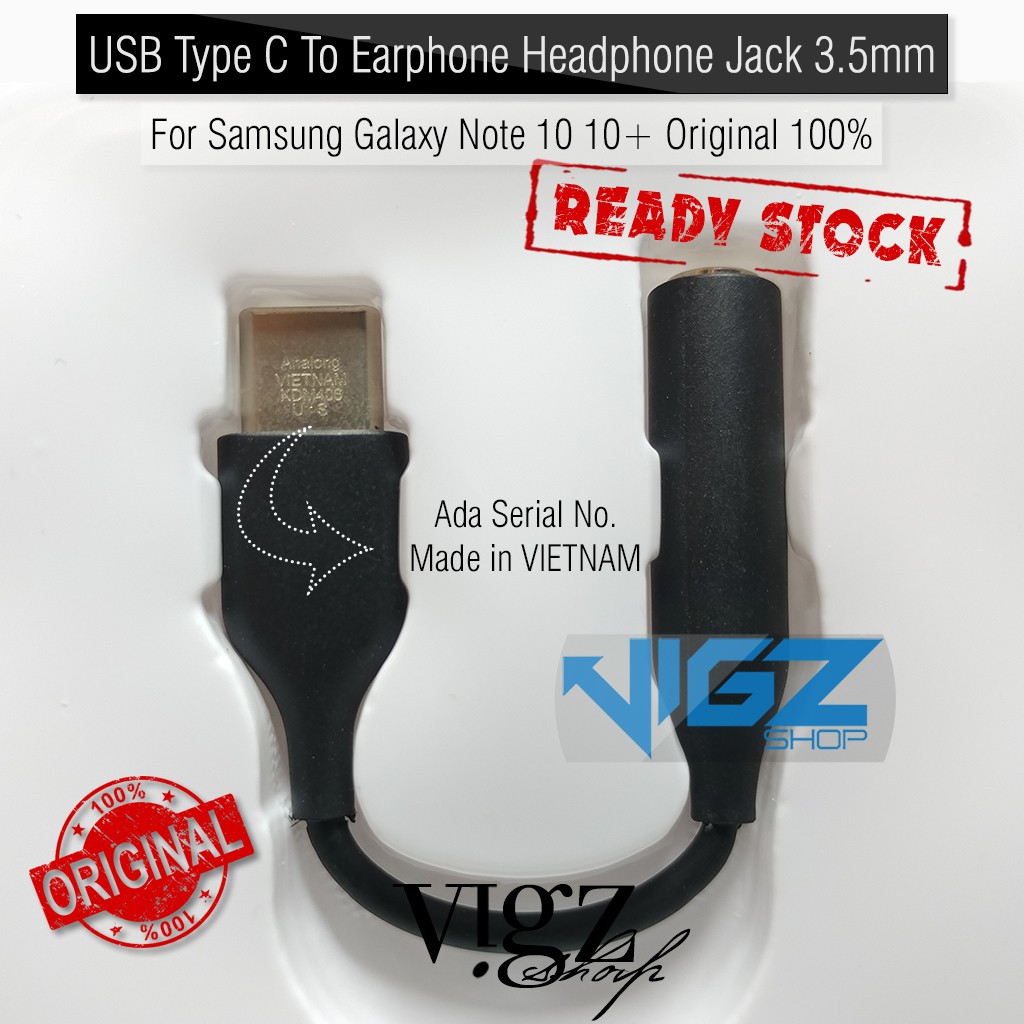 USB Type C to Earphone Headphone Jack 3.5mm Audio Converter Samsung Galaxy Note 10 10+ Original 100%