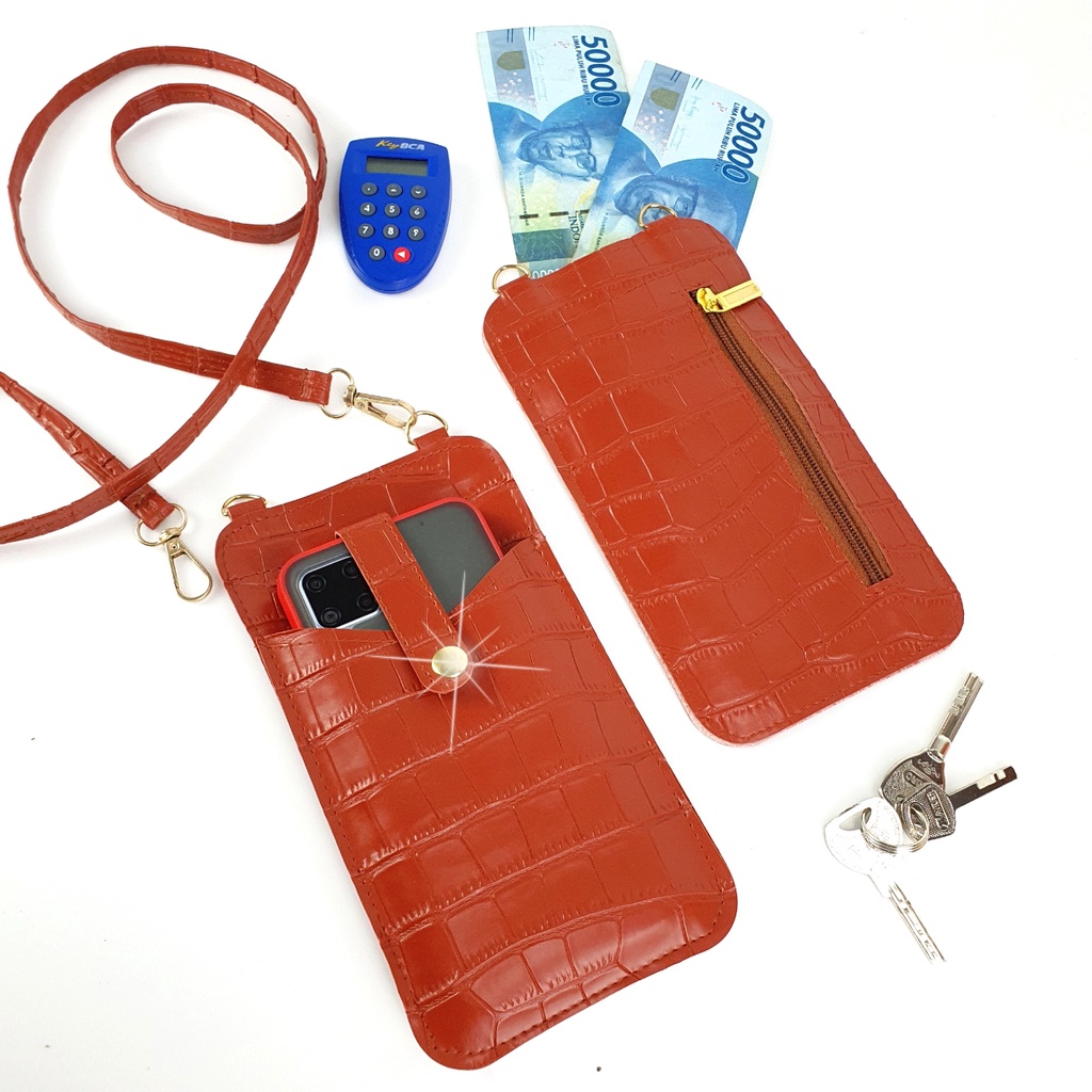 DOMPET LEVEL NEO HANGING WALLET - AMORA HP SELEMPANG  KOREA FASHION FIT BAG VIRAL CROCO TAS HP