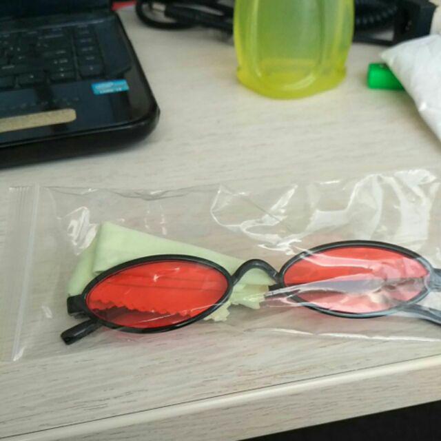 【bayar Di Tempat】kacamata Hitam Import Wanita Model Vintage Frame Plastik Kecil