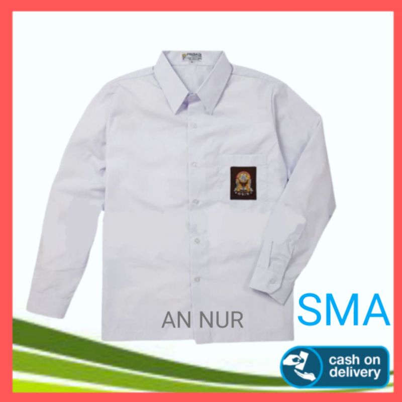 Baju Seragam Putih SD SMP SMA Lengan Panjang Kemeja Kerja Polos