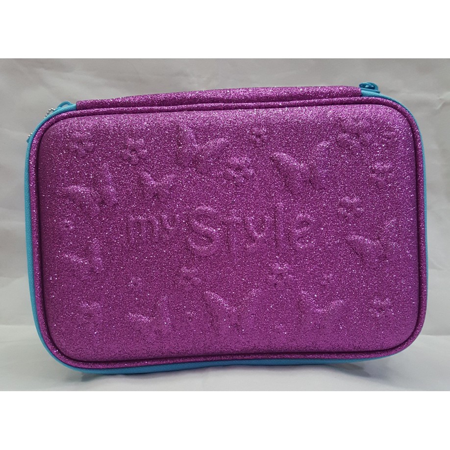 

MY STYLE TM 2187 Purple Glitter Butterfly Hardtop Pencil Case