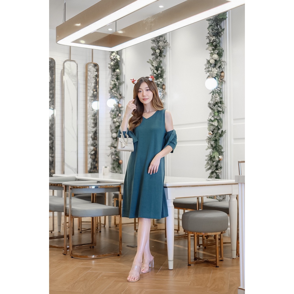 MELCHAN  COTTONBELLS CASUAL DRESS WANITA GIVA SET CARDIGAN MIDI (GT - D 4185)