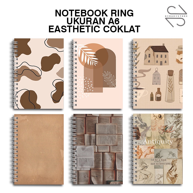 

(BELI 6 GRATIS 1)Buku Tulis Catatan buku notebook buku diary Notebook Ring Spiral A6 60 Lembar koleksi gambar AESTHETIC COKLAT PART2