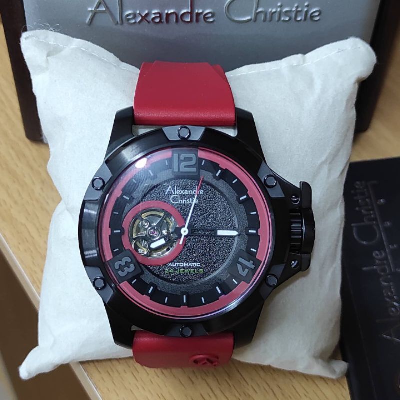 jam tangan alexandre christie automatic matic otomatis original strap rubber