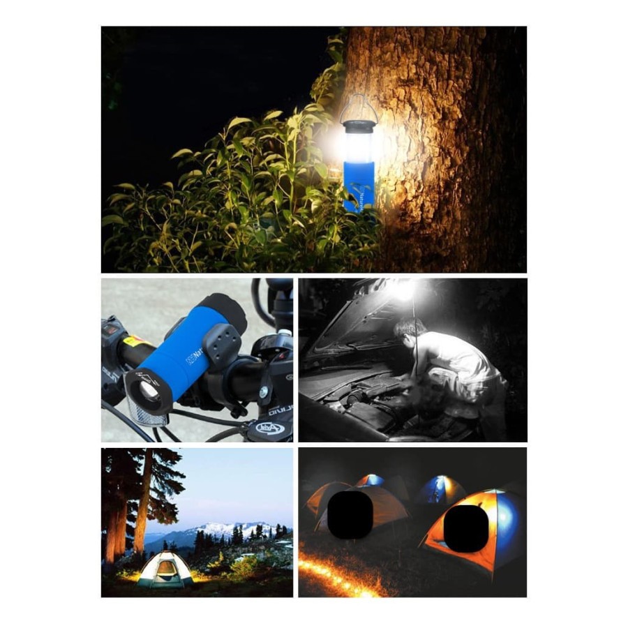 【Warna Dipilih】 Lentera Mini + Senter` Zoom &amp; Flash` 3 Mode` Baterai Portable Emergency LED` Lampu Emergensi Batre Camping Darurat