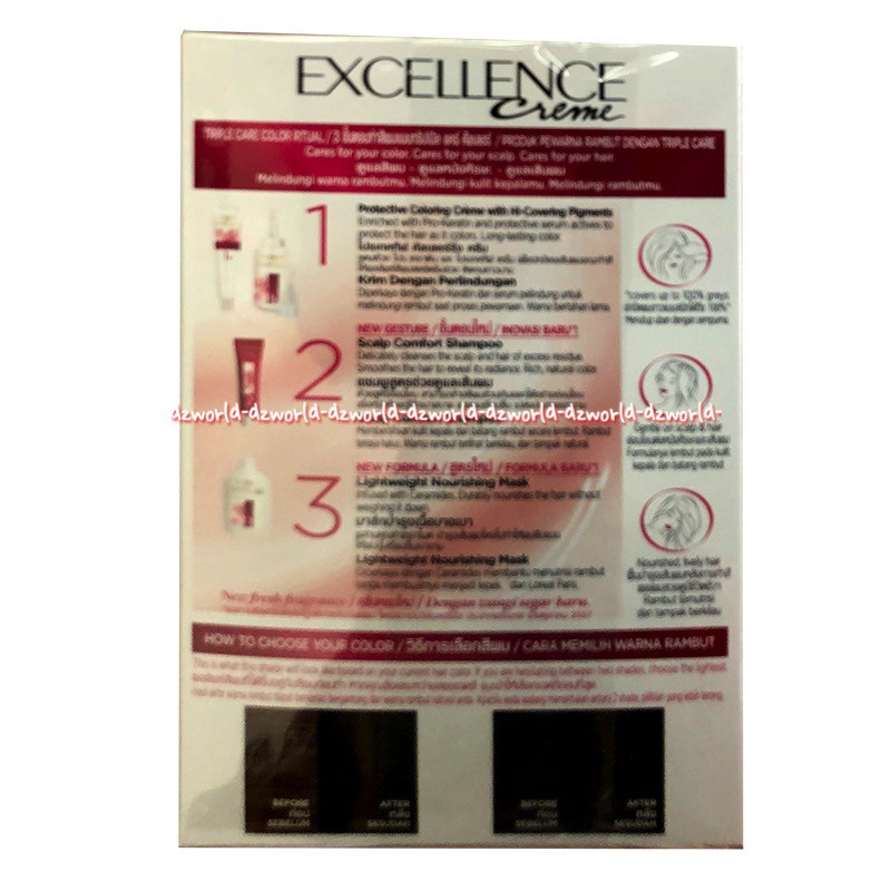 L'oreal Paris 4 Brown Excellence Creme Cat Rambut Warna Coklat Pirang Loreal