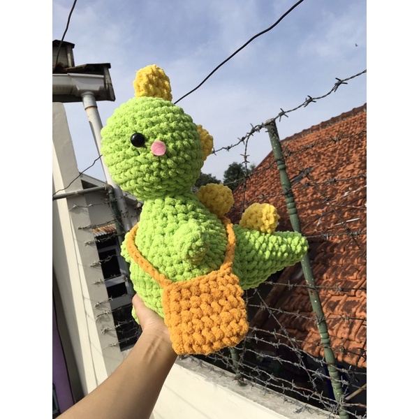 Boneka rajut amigurumi Dinosaurus Besar dengan tas lucu cocok untuk kado | crochet Doll Dinosaurus S