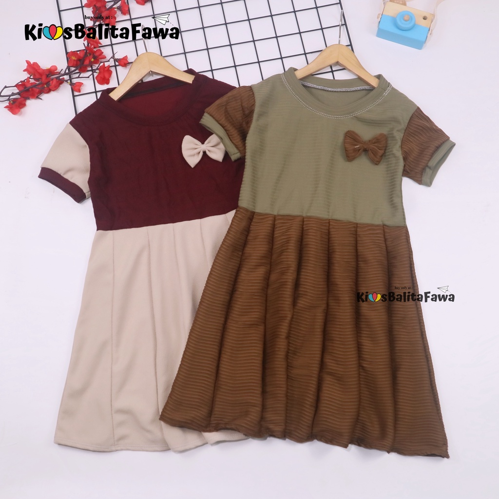 Dress Karin uk 5-6 Tahun / Balita Anak Perempuan Dres Lengan Pesta Kaos Baju Murah Gaun Pesta Import