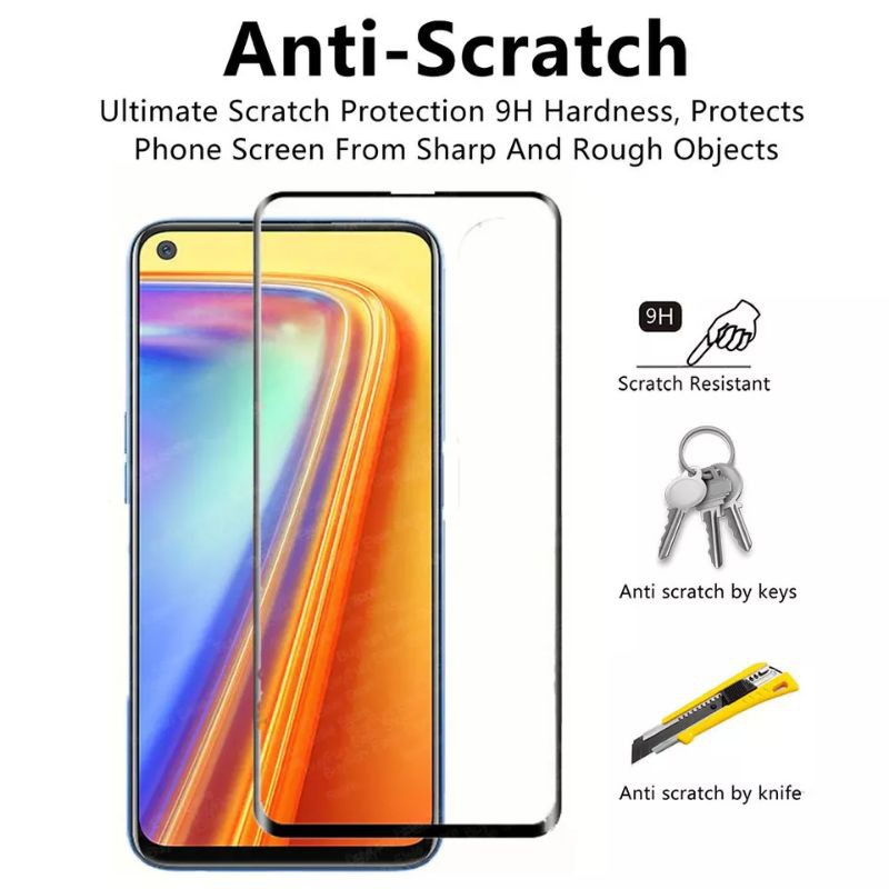 2IN1 - Tempered Glass Full Layar Kamera Realme 7 TG Anti Gores Camera Screen Protector Premium