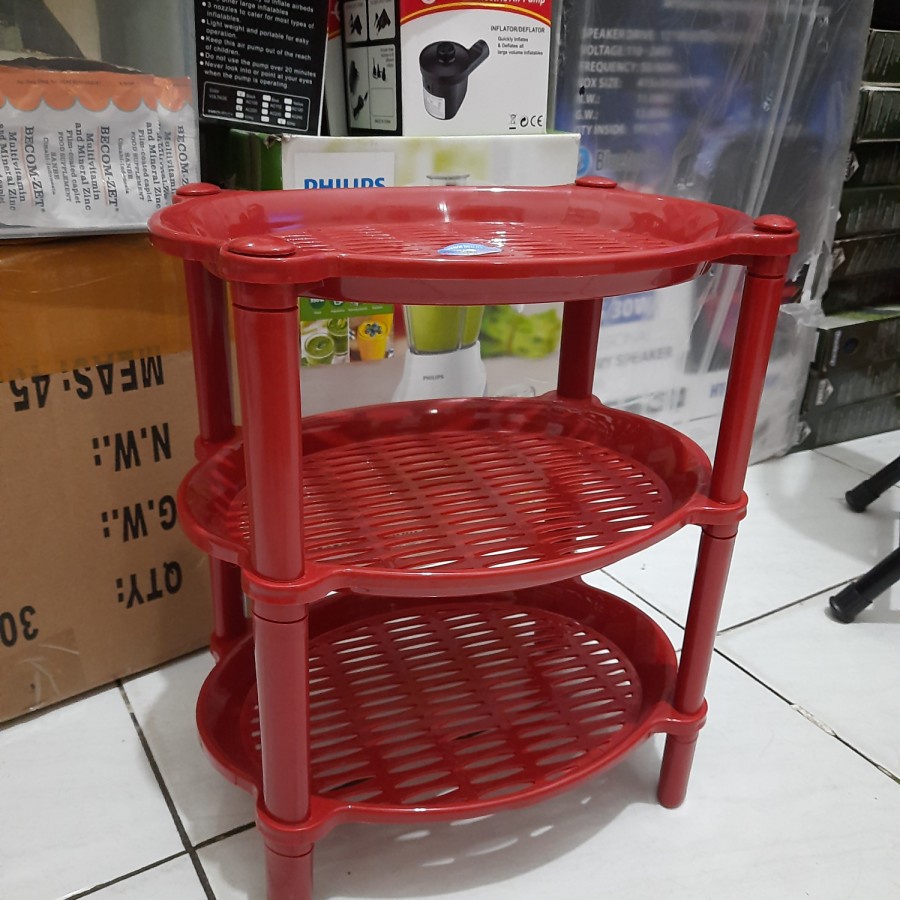 Rak Oval Plastik Tiga Susun Rak Serbaguna////