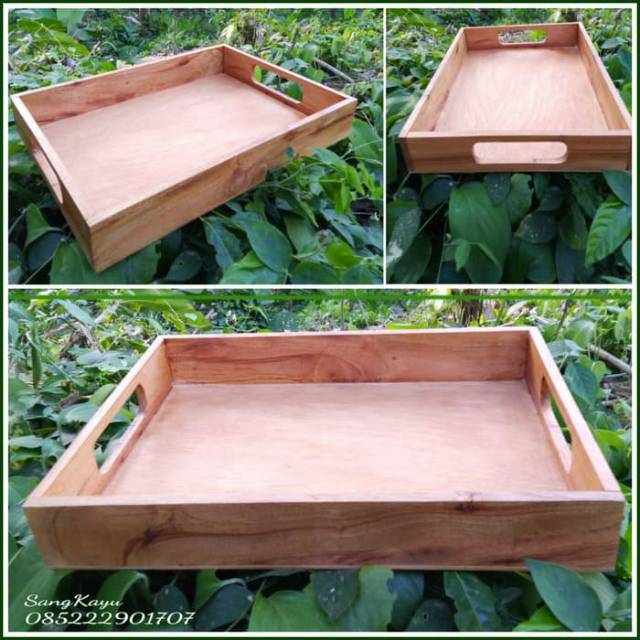 Nampan tray with handle 35x25x5 cm kotak kayu seserahan Wooden tray