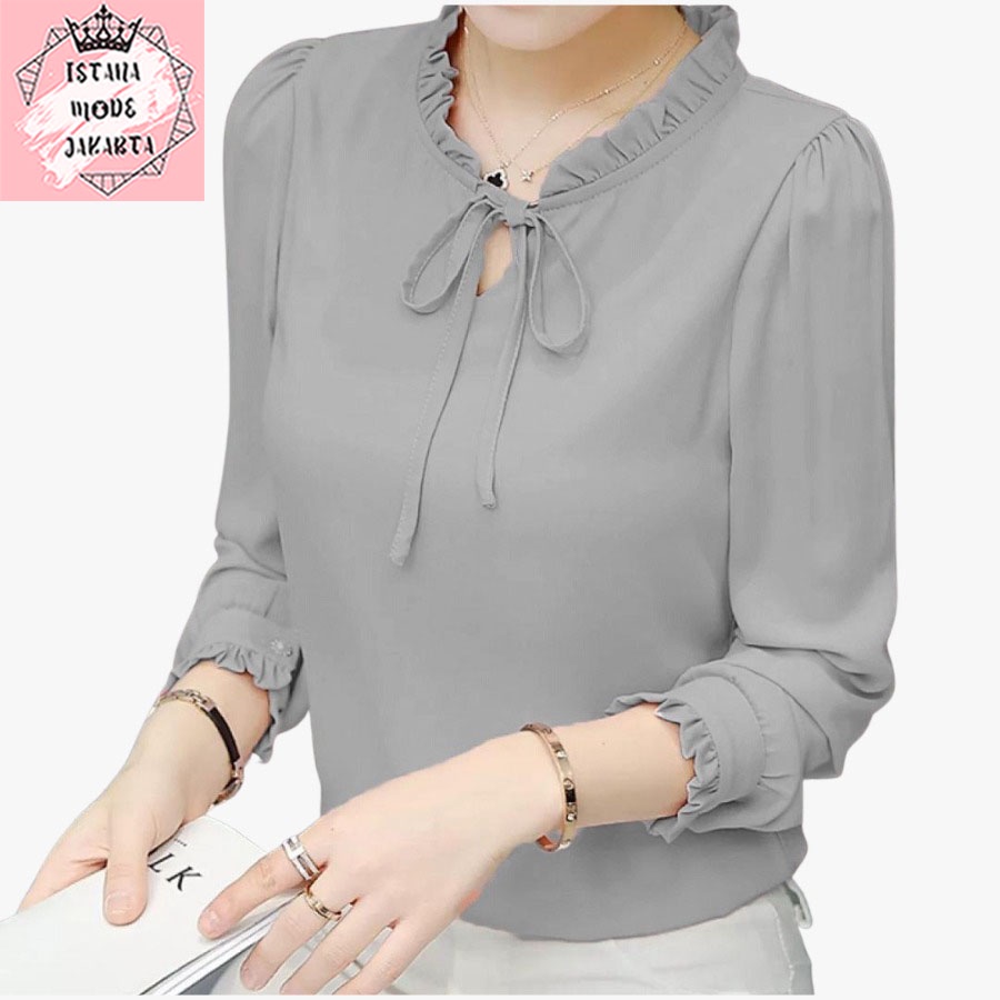 ISTANA MODE JAKARTA Aurelia baju atasan wanita terbaru blouse korean style blouse wanita lengan panjang-1