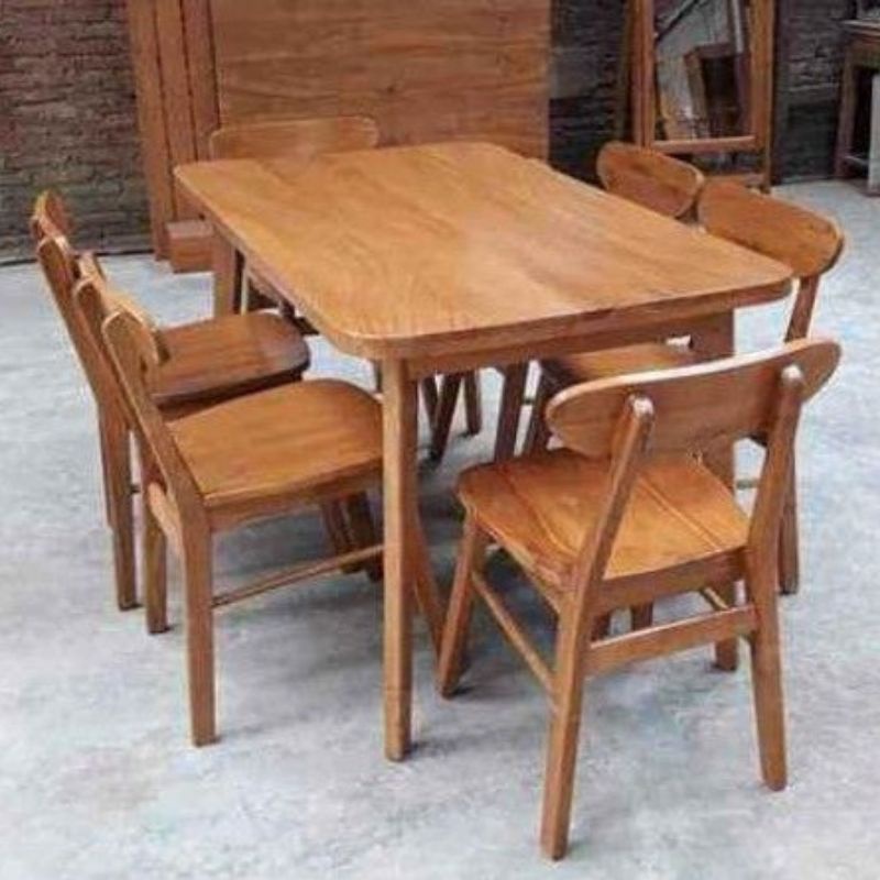 Set meja makan ropan kursi 6+meja kayu jati