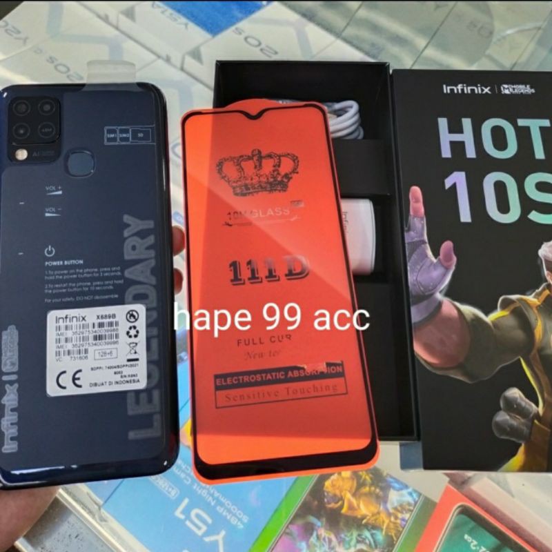 infinix Hot 10s tempered glass anti gores kaca full screen