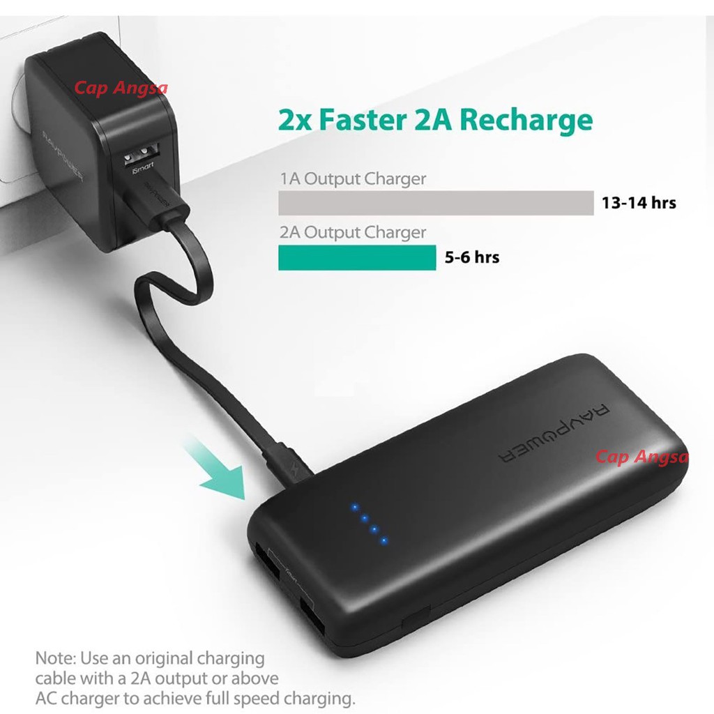 RAVPower RP PB065 POWER BANK FAST CHARGING 12000 mAh QC 3.0 QUICK CHARGE 3.0  2 PORT USB TYPE A RAV