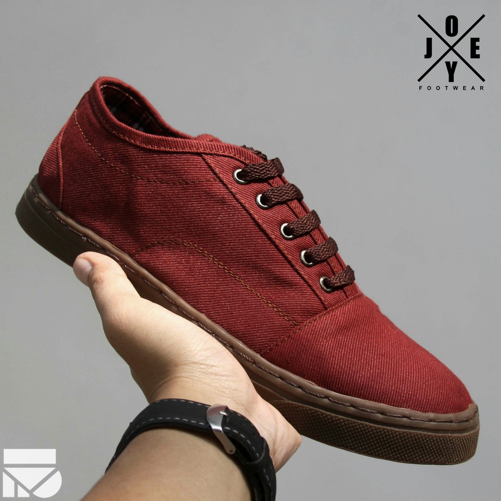 Strong Maroon | Sepatu Casual Santai Kasual Kerja Kuliah Pria Cowok Men Laces Ori | FORIND x Joey