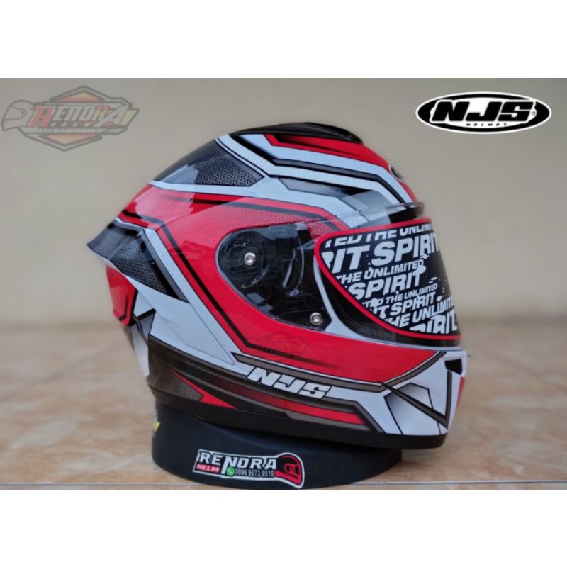 Helm NJS Zx1 Motif/ Poloss. NJS ZX- 1R Solid White. Original 100% ( Ogkir Termurah 2kg )-5