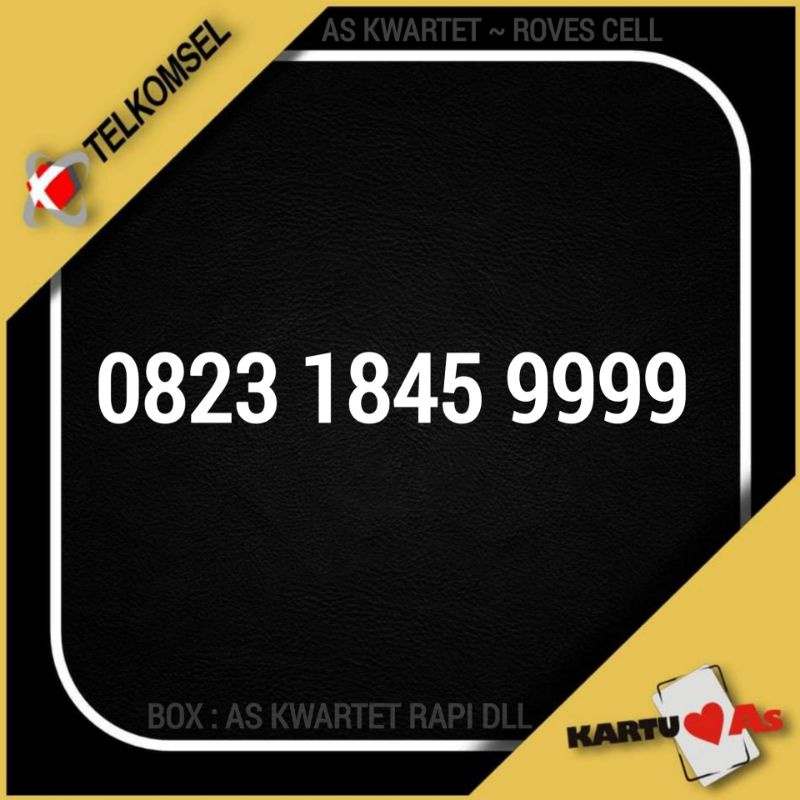 NOMOR CANTIK TELKOMSEL SERI 9999 KWARTET 0823 1849 9999 DIBACA IBAS 082318459999