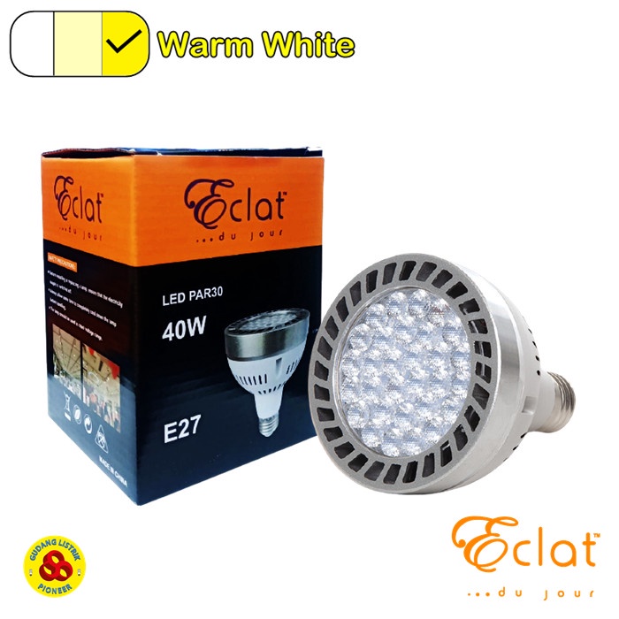 Eclat LED PAR30 40W Kuning E27 Bohlam Lampu Sorot LED Body Putih WW