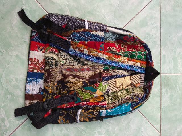 TERMURAH! TAS RANSEL BATIK PERCA UKURAN 46x30x10 cm - TAS GENDONG ANAK PRIA WANITA KHAS JOGJA