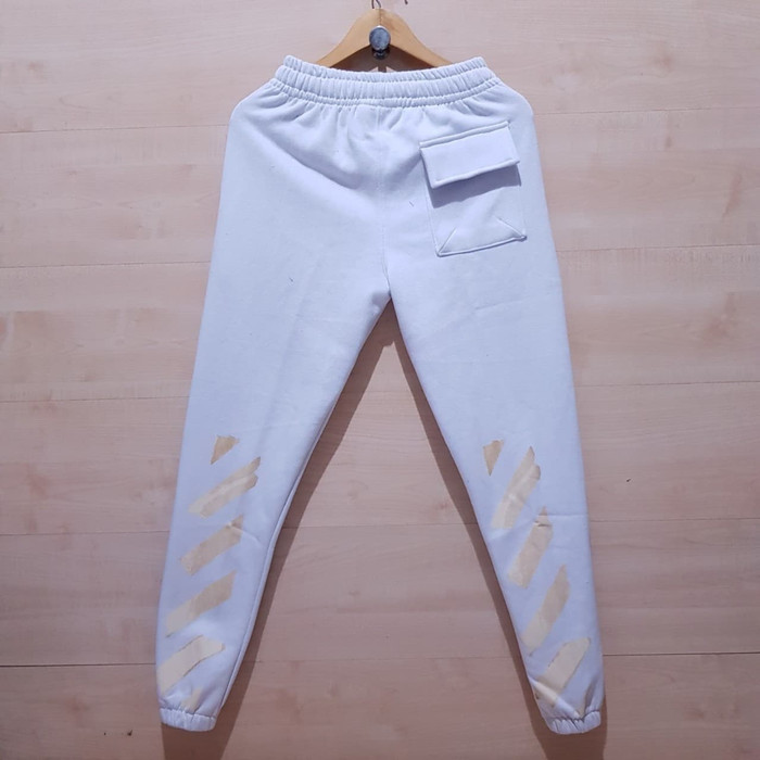 CELANA LONG PANTS JOGGER OFF WHITE TAPE ARROW WHITE - M