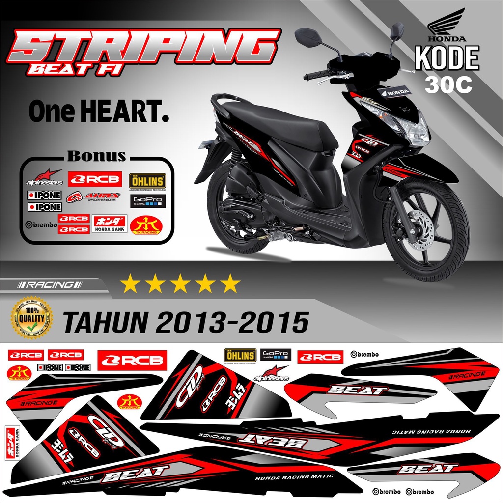 Striping Beat Fi 2013-2016 Stiker Motor Beat Variasi kode 30