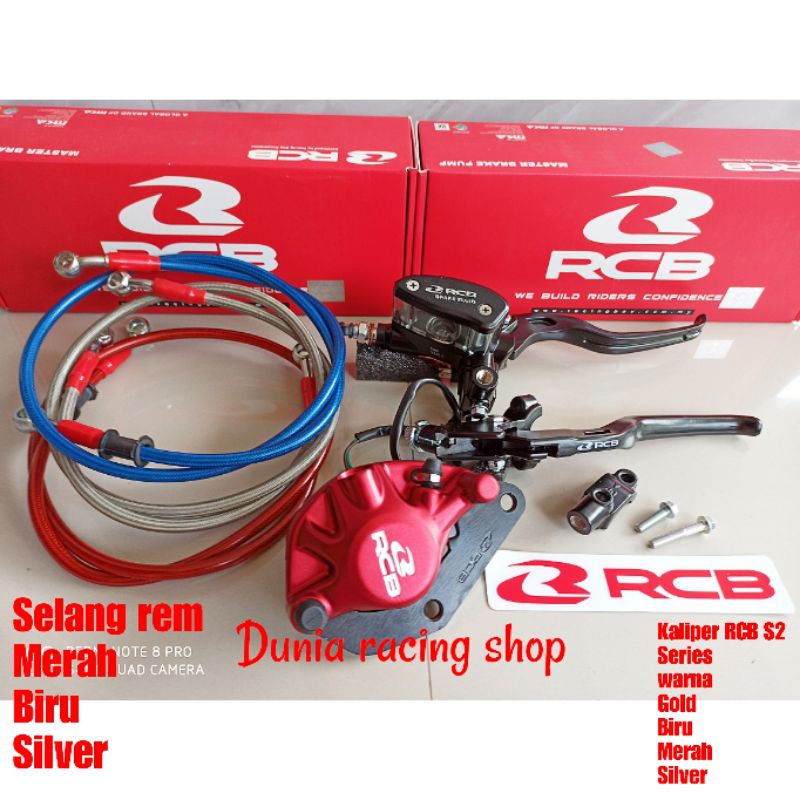 Paket Master rem Kanan Kiri RCB 1set Kaliper RCB Selang rem CBR Sonic Tiger Verza CS1 Blade Megapro Karisma Supra 125 Blade Revo Mio Jupiter mx