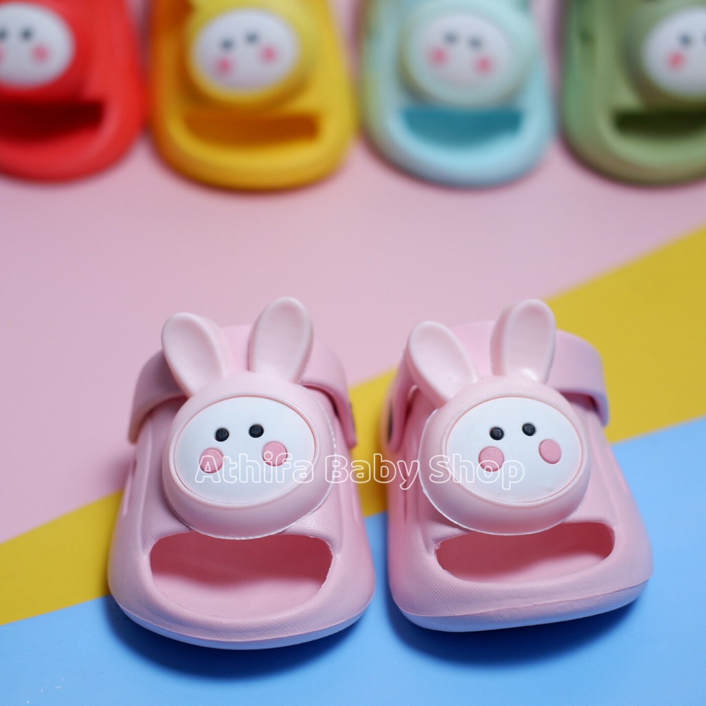 Sepatu Sandal Anak Perempuan Bayi Balita Usia 6 7 8 9 10 11 Bulan 1 2 3 Tahun Size 18 19 20 21 22 23 Sendal Gunung Karet Cewek Spatu Sandal Prewalker Karet Phylon Ringan -Nexas Bunny-